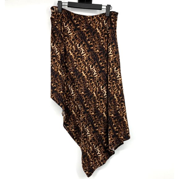 Calvin Klein Dress One Shoulder Leopard Print Mini Brown Black - Picture 4 of 15